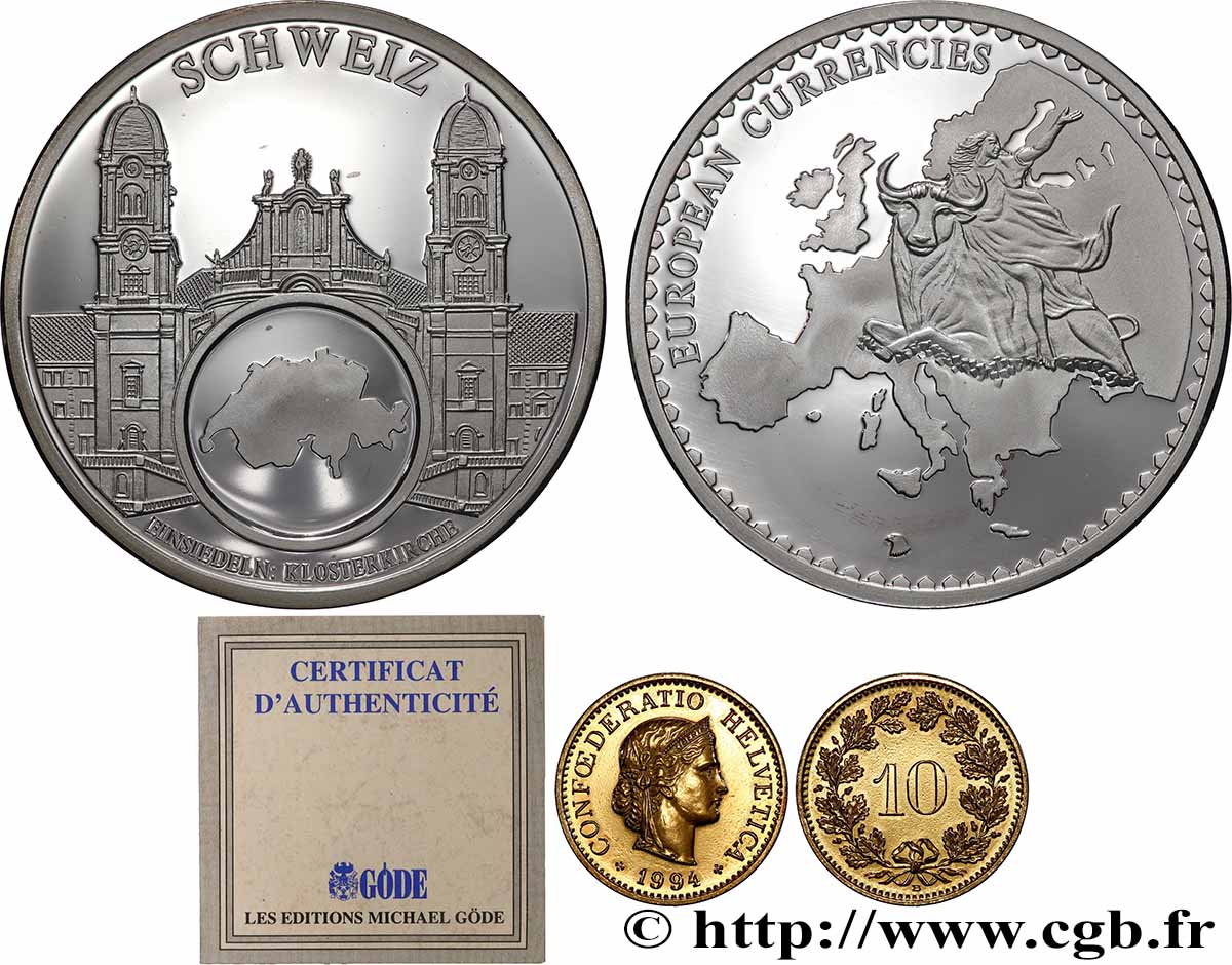 EUROPA Médaille, European Currencies, Suisse AU