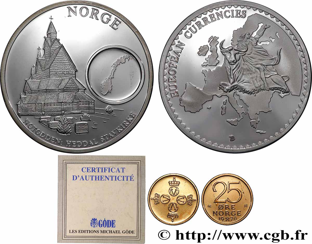 EUROPA Médaille, European Currencies, Norvège AU