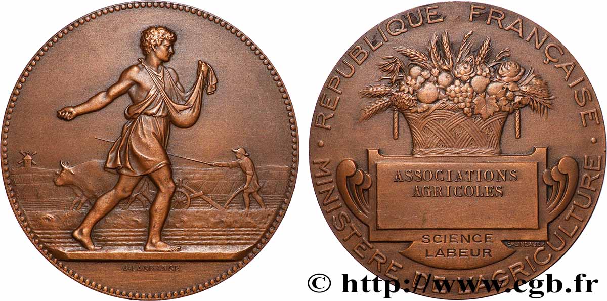 TROISIÈME RÉPUBLIQUE Médaille, Associations agricoles SUP