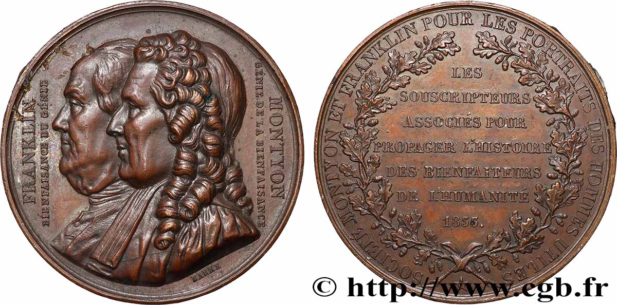 LOUIS-PHILIPPE I Médaille, Société Montyon et Franklin pour les portraits des hommes utiles AU