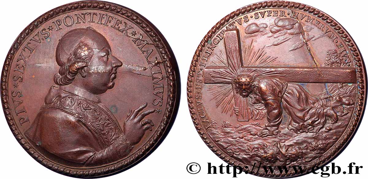 ITALIE - STATO PONTIFICIO - PIUS VI (Giovanni Angelo Braschi Médaille, Christ portant sa croix SPL