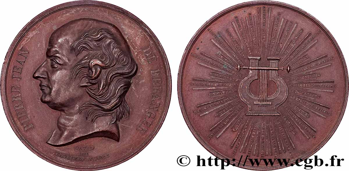 LOUIS-PHILIPPE Ier Médaille, Pierre Jean Béranger TTB+