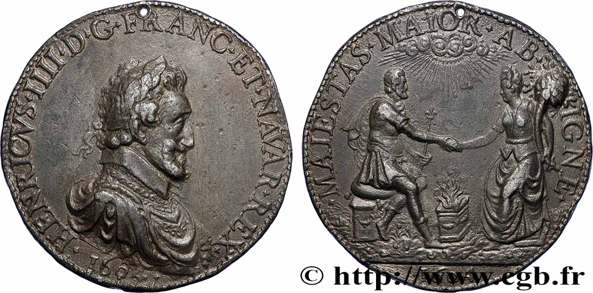 HENRY IV Médaille, Henri IV et Marie de Médicis, fonte postérieure VF