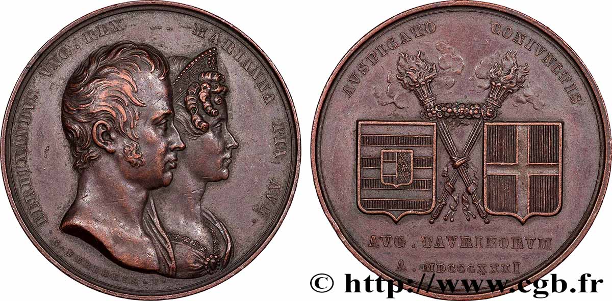 AUTRICHE - FERDINAND Ier Médaille, Mariage de Ferdinand Ier et Marie-Anne de Sardaigne TTB/TTB+