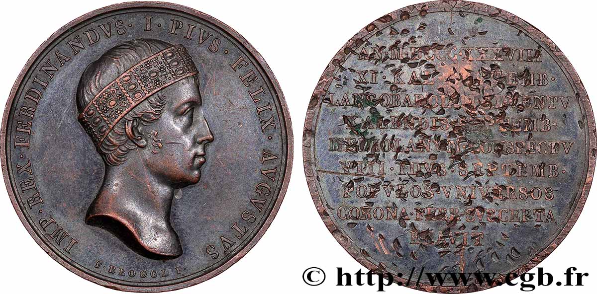 AUTRICHE - FERDINAND Ier Médaille, Couronnement de Ferdinand Ier à Milan TTB/B+