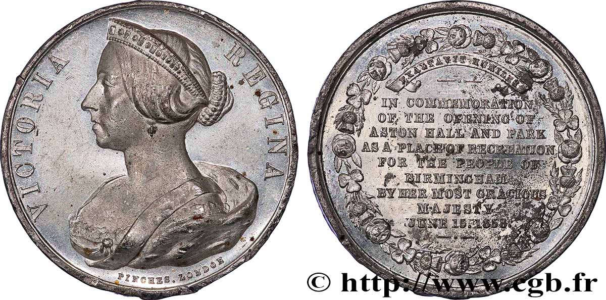 GRAN BRETAÑA - VICTORIA Médaille, Commémoration de l’ouverture du “Aston Hall and Park” MBC