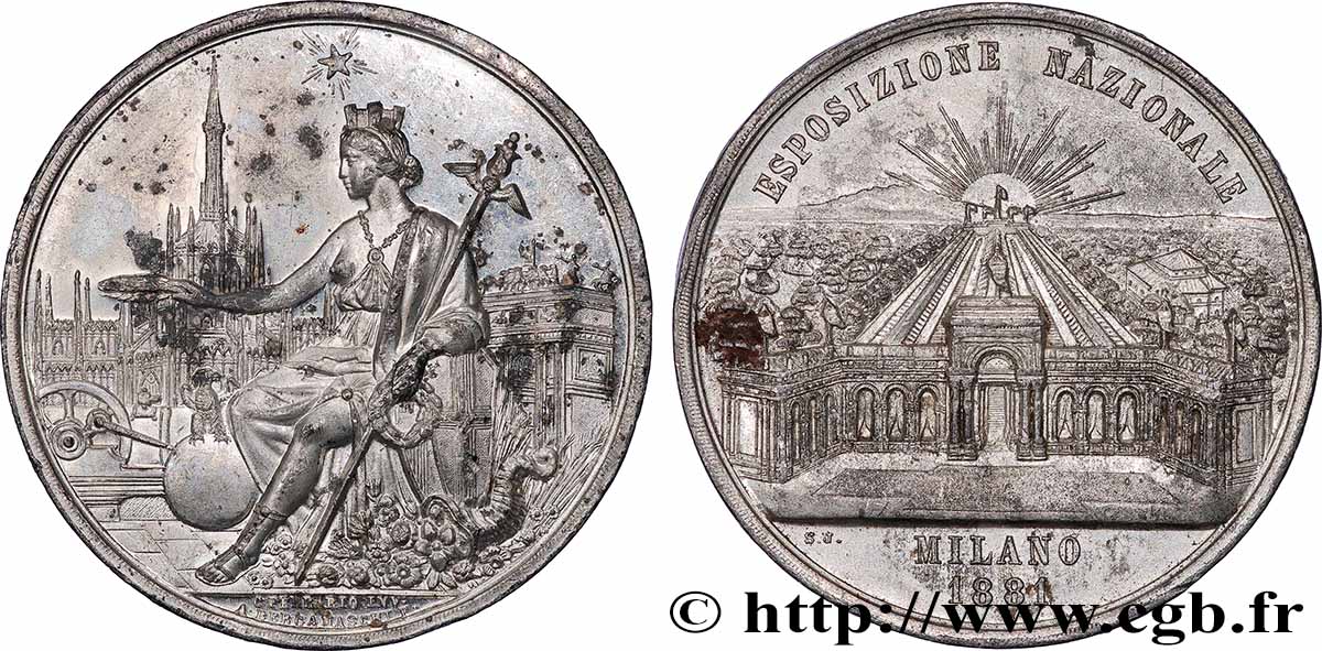 ITALIE - ROYAUME D&nbsp;ITALIE - HUMBERT Ier Médaille, Exposition nationale MBC