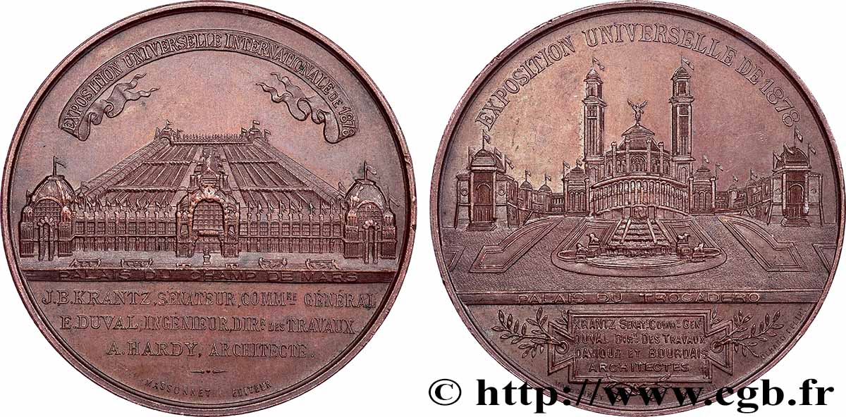 TROISIÈME RÉPUBLIQUE Médaille, Exposition Universelle Internationale, Palais du Champ de Mars et Palais du Trocadéro TTB+