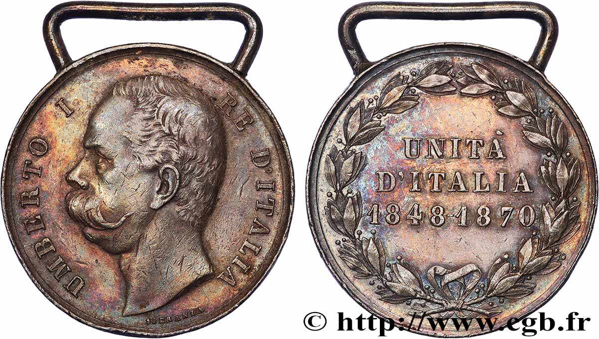 ITALIE - ROYAUME D&nbsp;ITALIE - HUMBERT Ier Médaille, Unification de l’Italie TTB