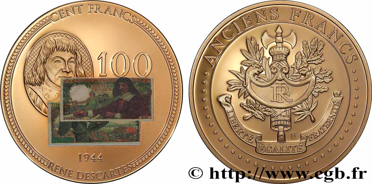 FUNFTE FRANZOSISCHE REPUBLIK Médaille, Anciens 100 francs fST