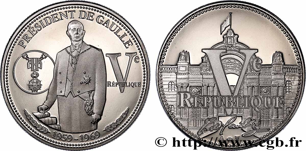 FUNFTE FRANZOSISCHE REPUBLIK Médaille, Charles de Gaulle, Ve République fST
