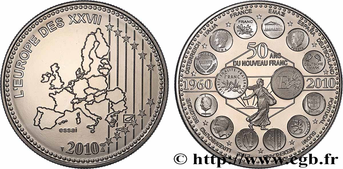 EUROPA Médaille, Essai, 50 ans du nouveau Franc MS
