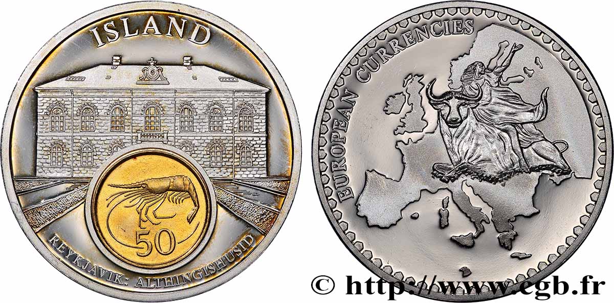 EUROPA Médaille, European Currencies, Islande AU