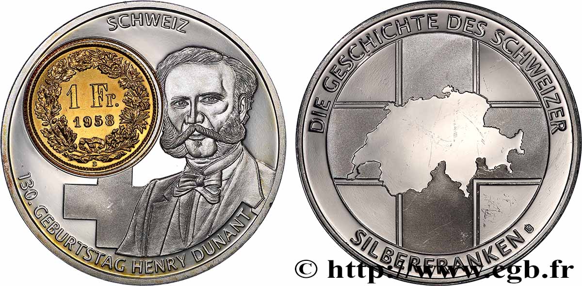 SCHWEIZ Médaille, 130e anniversaire de Henry Dunant fVZ