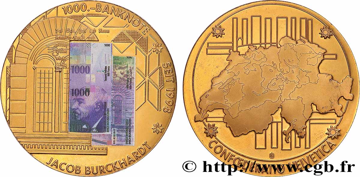 SWITZERLAND Médaille, Commémoration des billets de banque AU