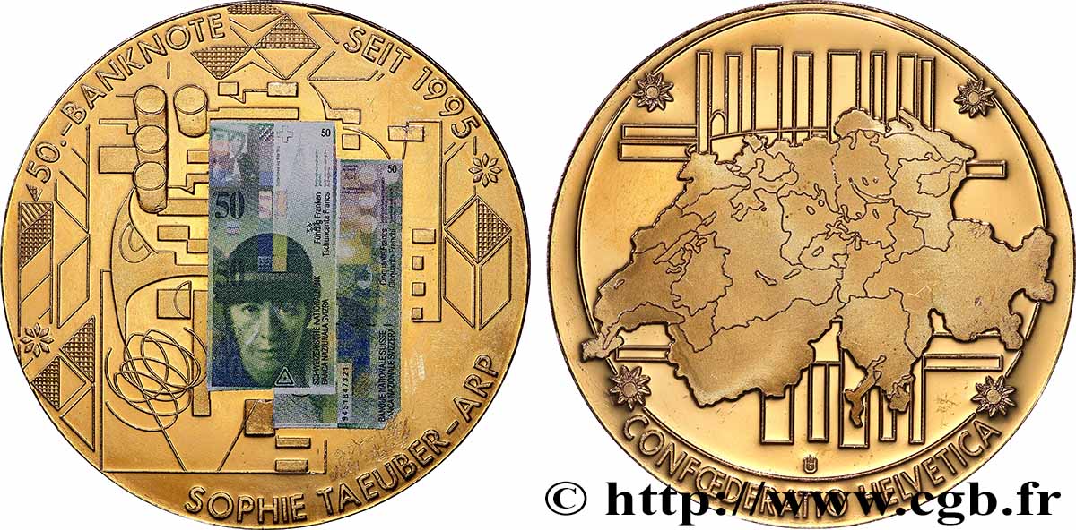 SWITZERLAND Médaille, Commémoration des billets de banque AU
