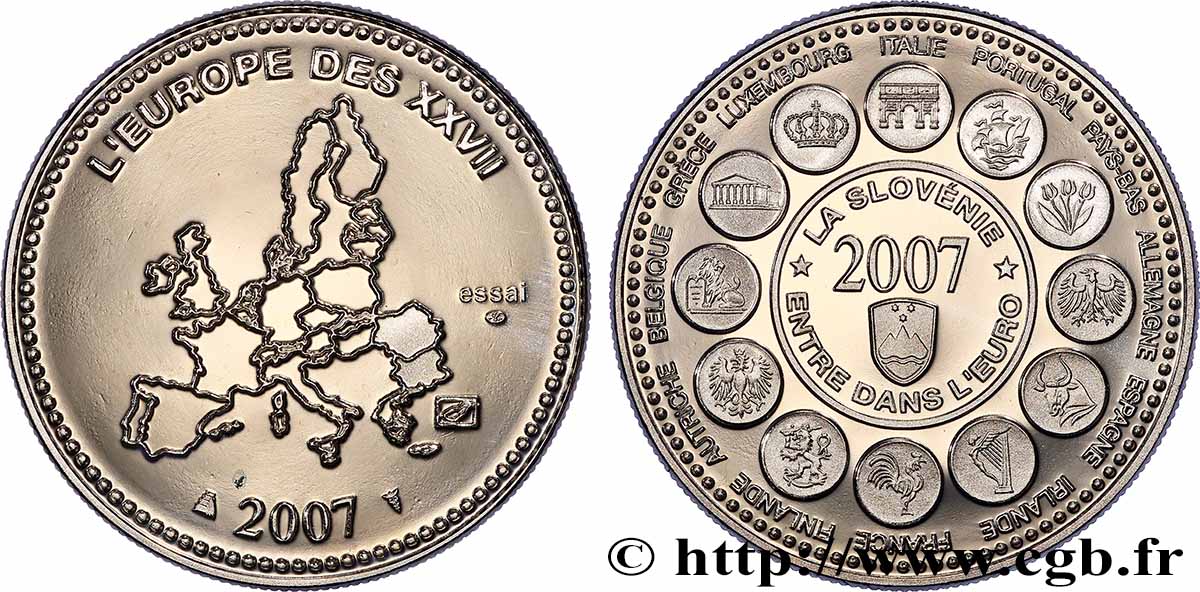 EUROPA Médaille, Essai, La Slovénie entre dans l’Euro BE