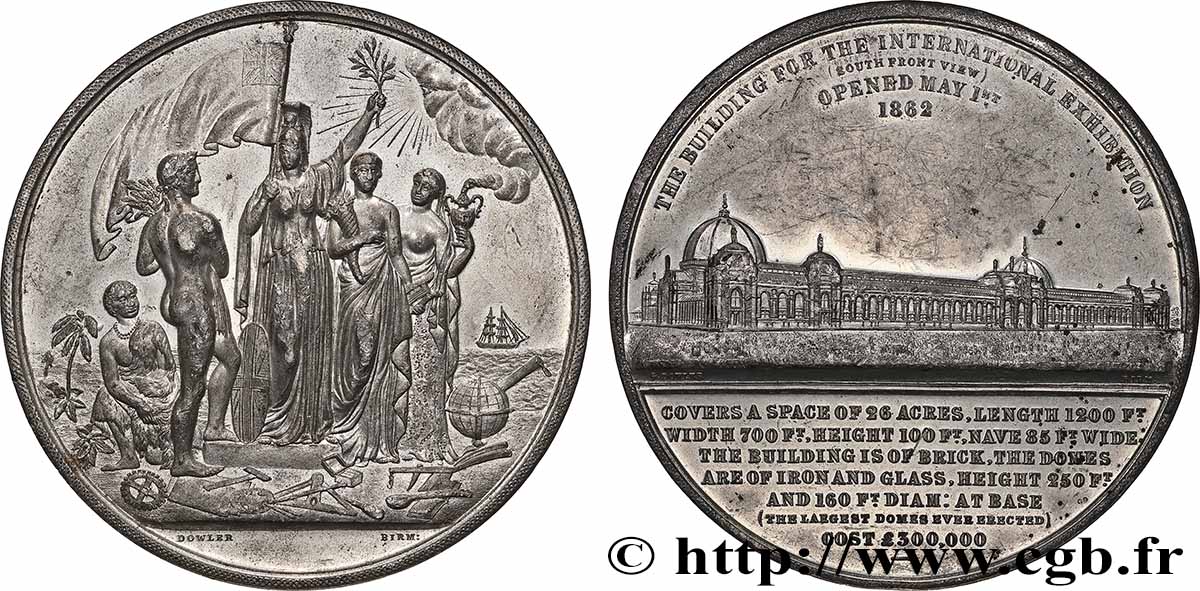 GRANDE BRETAGNE - VICTORIA Médaille, Exposition international de Londres, Crystal Palace, Vue Sud TTB+