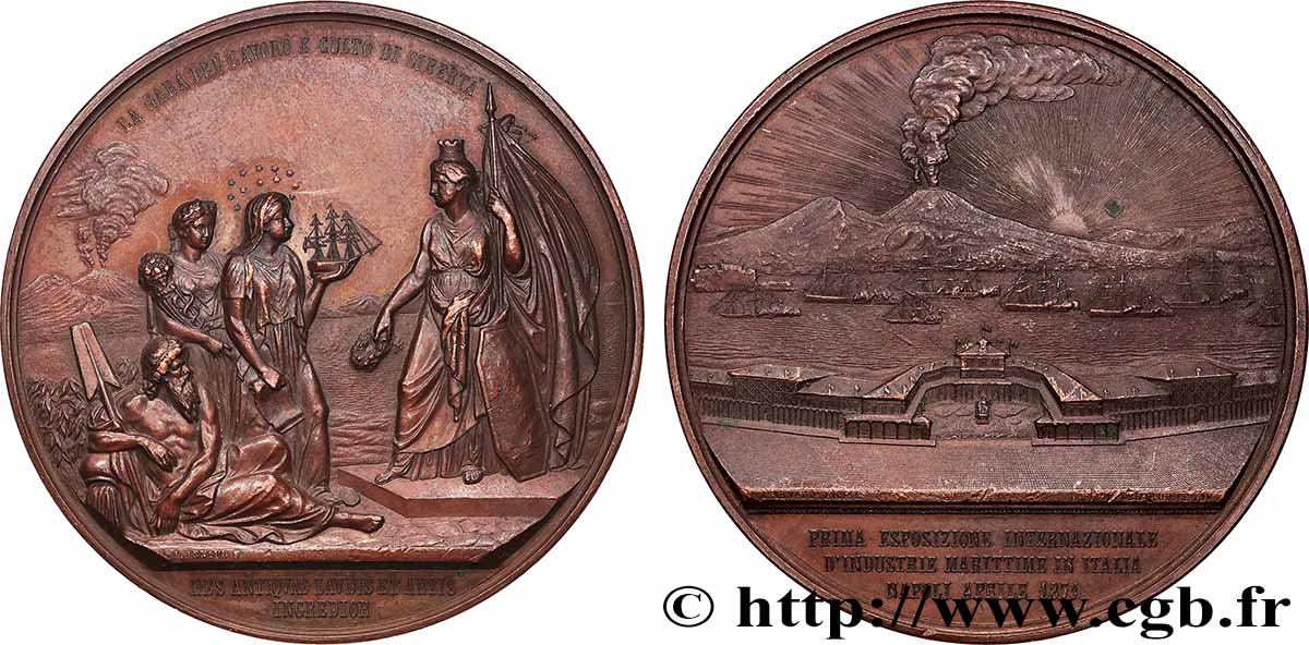 ITALIA - REGNO D&nbsp;ITALIA - VITTORIO EMANUELE II Médaille, Première exposition internationale des industries maritimes q.SPL