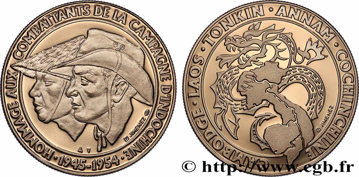 UNION FRANÇAISE - INDOCHINE FRANÇAISE Médaille, Hommage aux combattants de la campagne d’Indochine MS