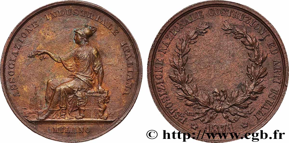 ITALY - KINGDOM OF ITALY - VICTOR-EMMANUEL II(5/06/1802-13/03/1821) Médaille, Association industrielle italienne, Exposition nationale des constructions et arts usuels XF