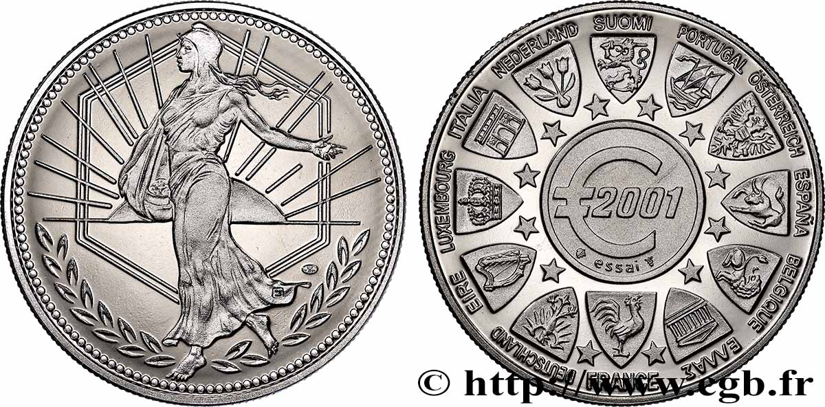 QUINTA REPUBBLICA FRANCESE Médaille, Essai Euro BE