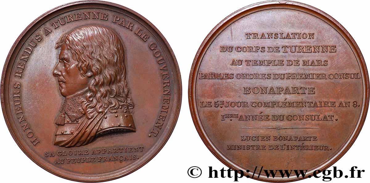 CONSULAT Médaille, Translation du corps de Turenne AU