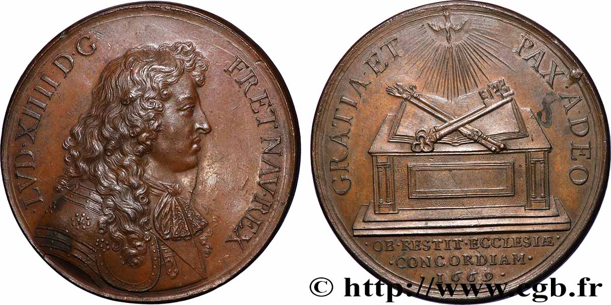 LOUIS XIV &nbsp;THE SUN KING&nbsp; Médaille, Paix de l’église AU