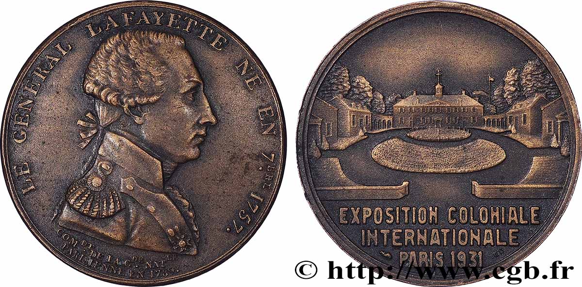 III REPUBLIC Médaille, Le général Lafayette AU