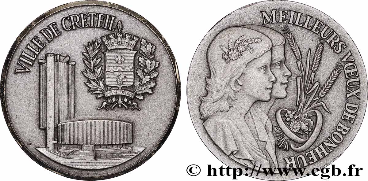VILLES ET MAIRIES Médaille, Avec les compliments du maire et du conseil municipal AU