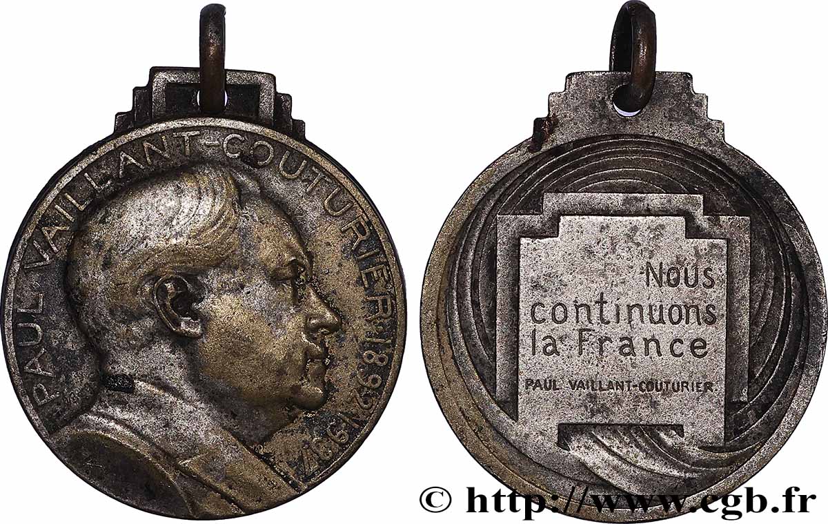 V REPUBLIC Médaille, Paul Vaillant‐Couturier XF
