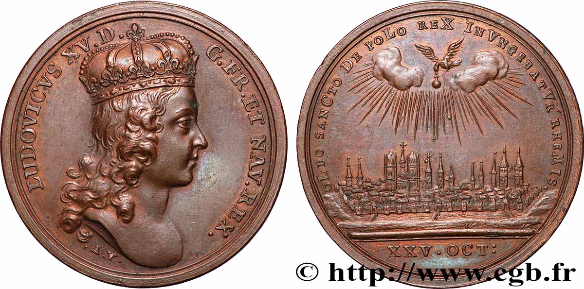 LOUIS XV DIT LE BIEN AIMÉ Médaille, Sacre à Reims AU