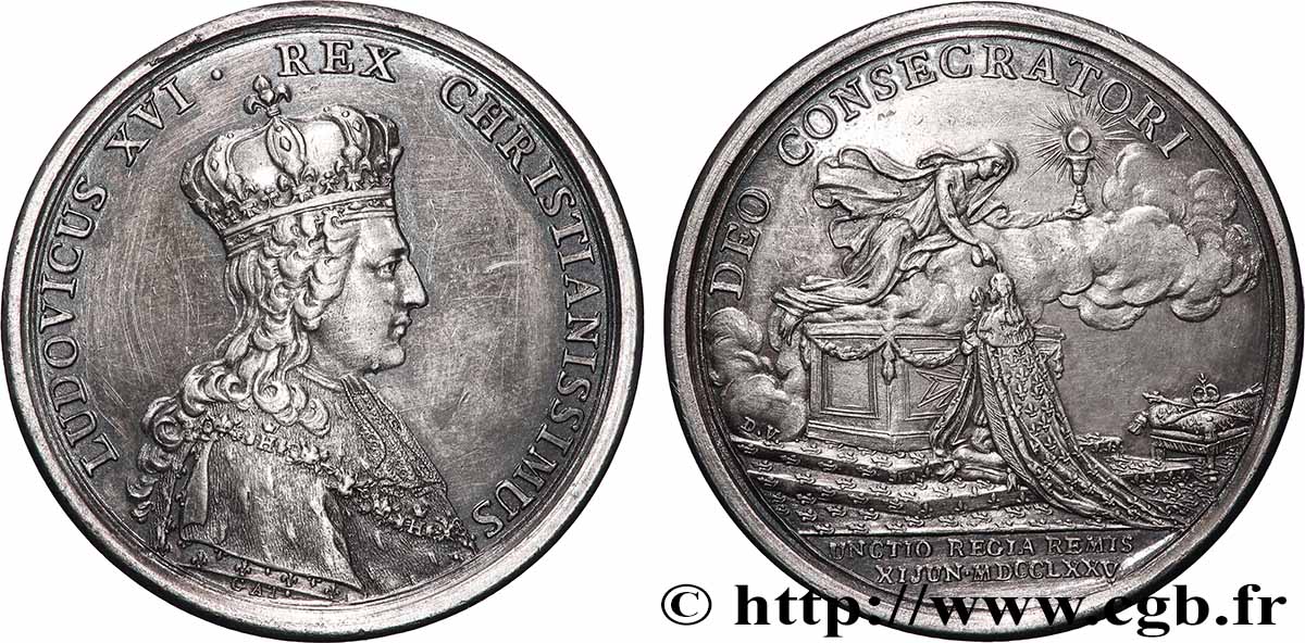 LOUIS XVI Médaille, Sacre de Louis XVI à Reims TTB+