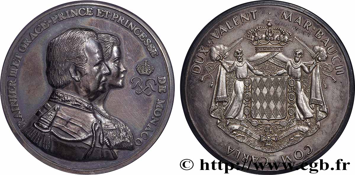 MONACO Médaille, Les Princes de Monaco, Rainier III et Grace AU/AU
