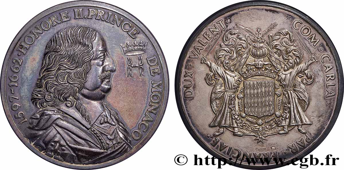 MONACO Médaille, Les Princes de Monaco, Honoré II AU/AU