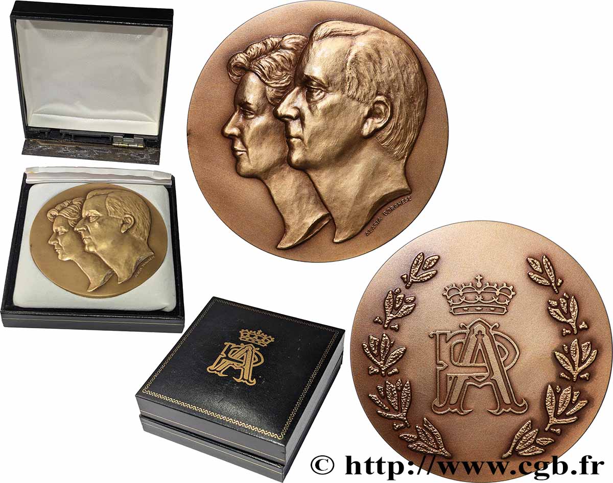BELGIQUE - ROYAUME DE BELGIQUE - BAUDOUIN Ier Médaille, Mariage d’Albert II, futur roi des Belges, et de Paola TTB+