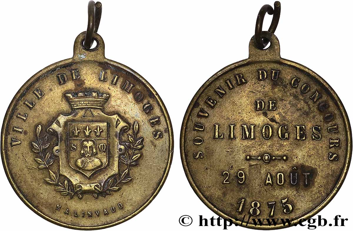III REPUBLIC Médaille, Souvenir du concours de Limoges XF
