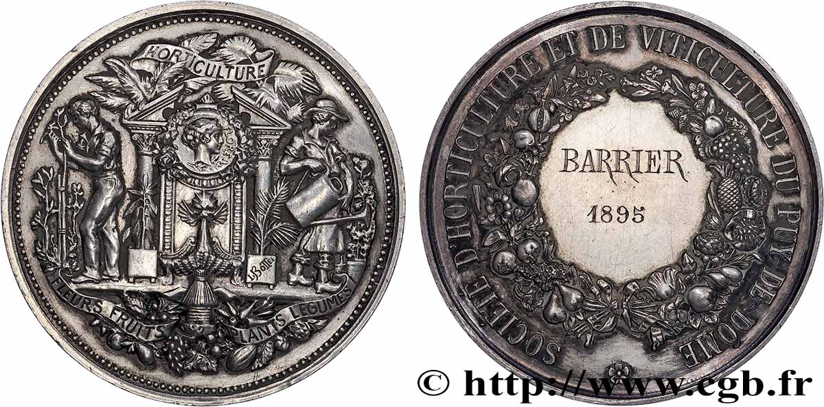 TROISIÈME RÉPUBLIQUE Médaille, Société d’horticulture et de viticulture du Puy-de-Dôme TTB+