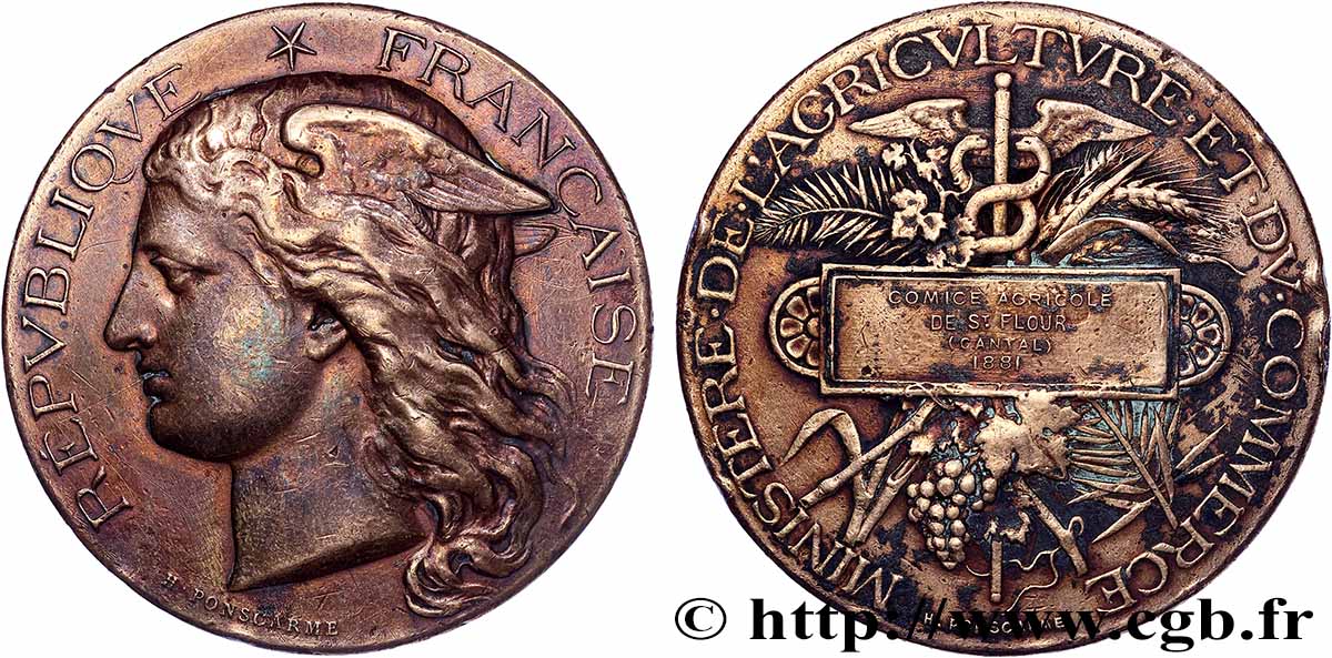 TROISIÈME RÉPUBLIQUE Médaille, Comice agricole TTB