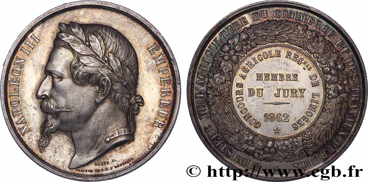 SECOND EMPIRE Médaille, Concours régional agricole, Membre du jury TTB+/SUP