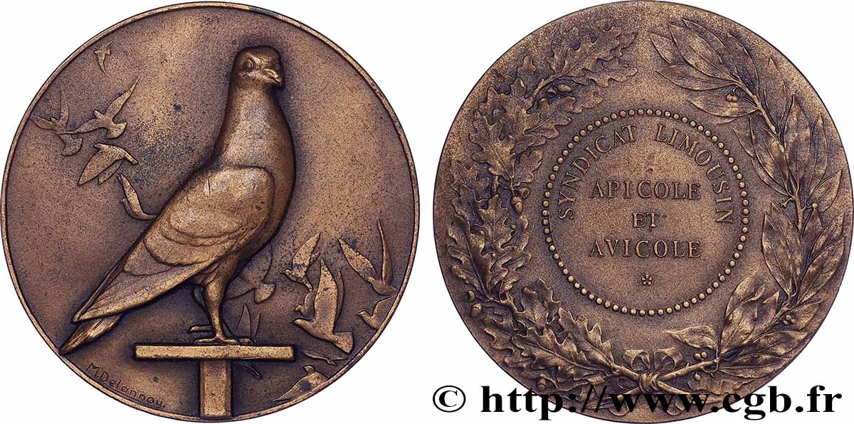 AGRICULTURAL, HORTICULTURAL, FISHING AND HUNTING SOCIETIES Médaille, Syndicat limousin apicole et avicole AU