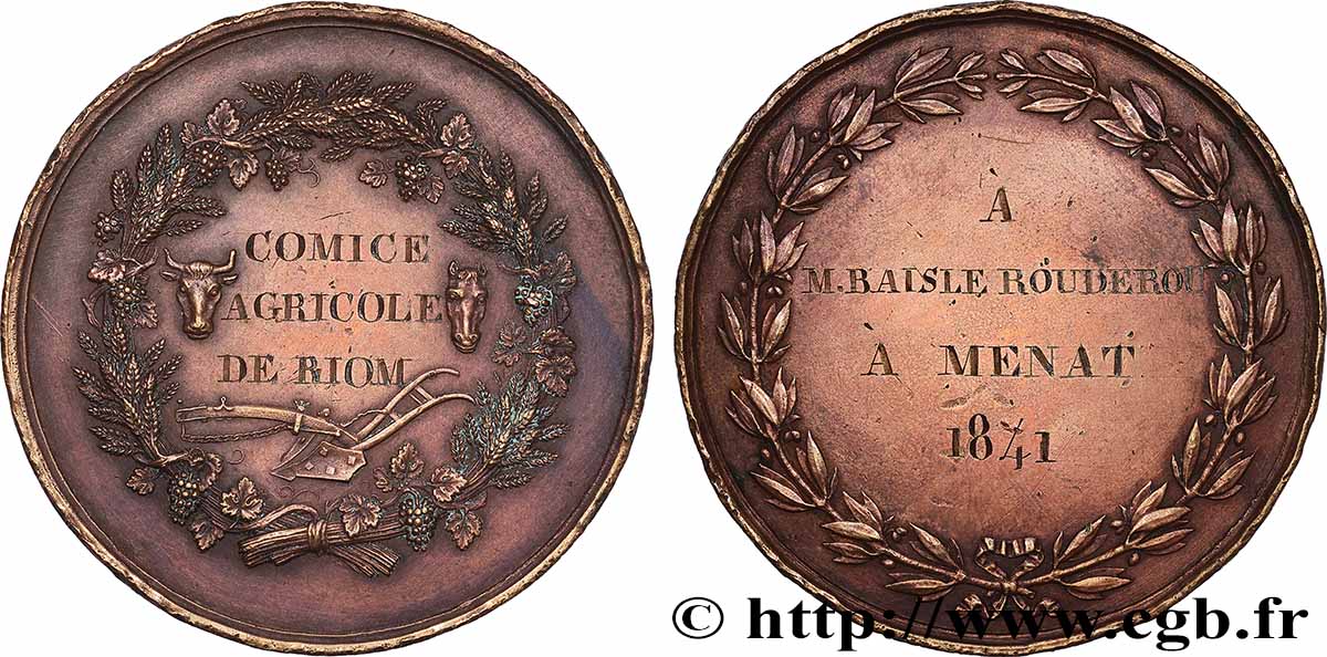 LOUIS-PHILIPPE I Médaille, Comice agricole de Riom XF