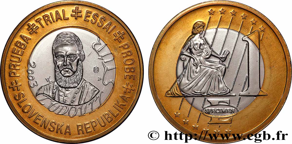EUROPA Médaille, Essai 1 Euro République Slovaque q.SPL