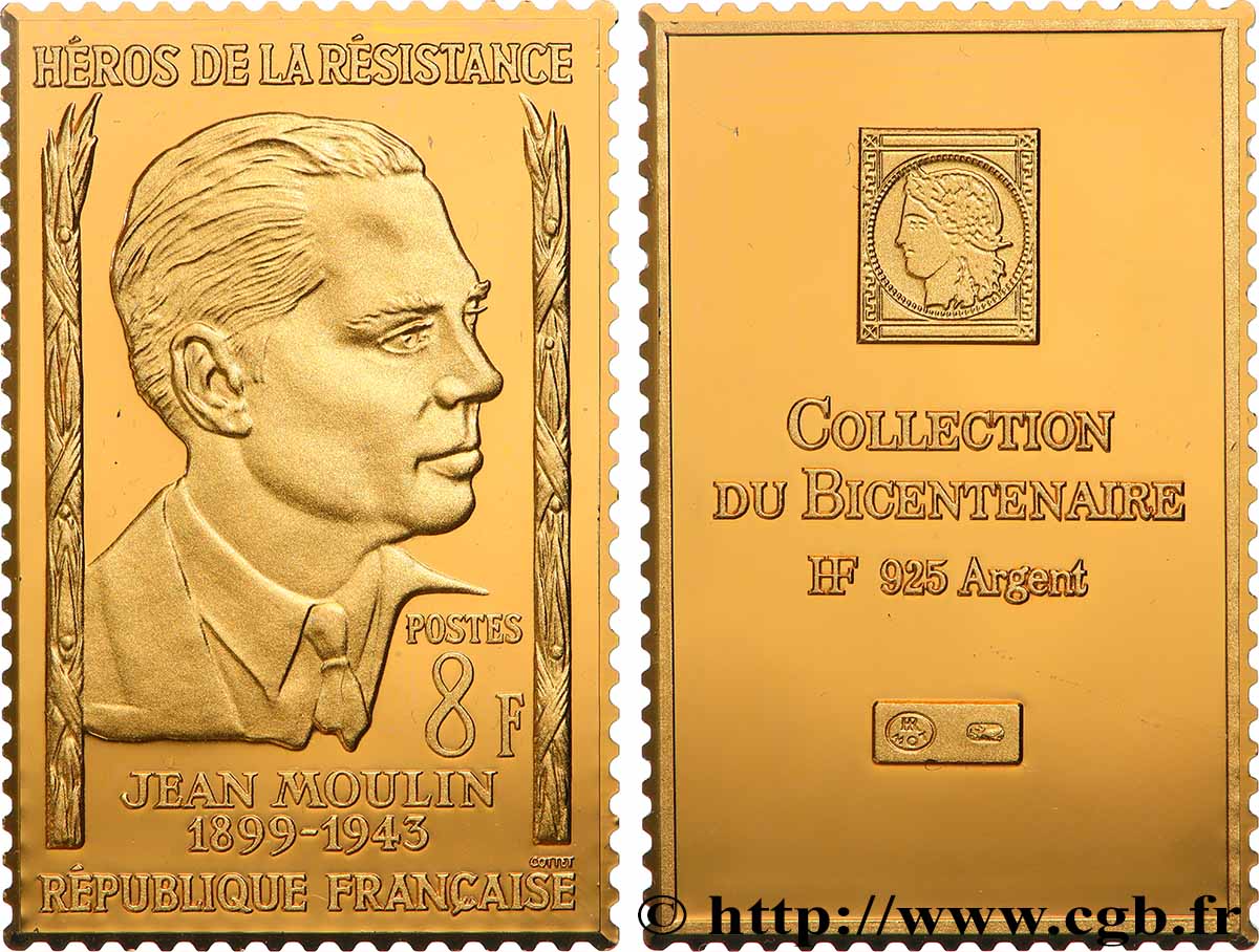 V REPUBLIC Plaque, Collection du bicentenaire, Jean Moulin MS