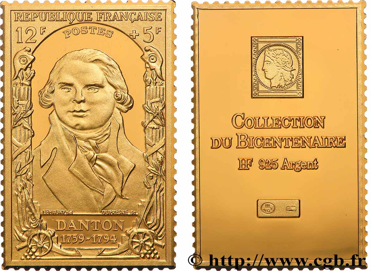 CINQUIÈME RÉPUBLIQUE Plaque, Collection du bicentenaire, Danton SPL