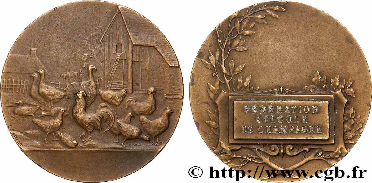SOCIÉTÉS D&nbsp;AGRICULTURE, HORTICULTURE, PÈCHE ET CHASSE Médaille, Fédération avicole de Champagne fVZ