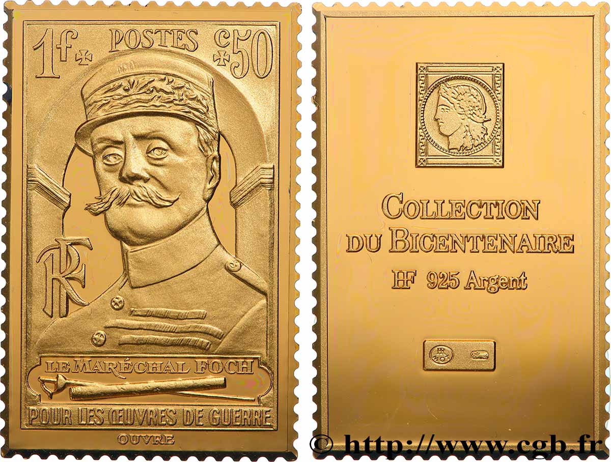 V REPUBLIC Plaque, Collection du bicentenaire, Maréchal Foch MS