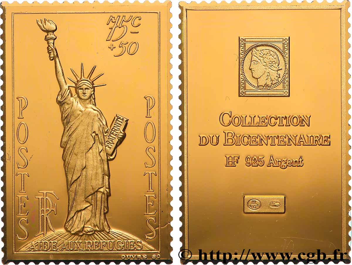 V REPUBLIC Plaque, Collection du bicentenaire, Statue de la Liberté MS
