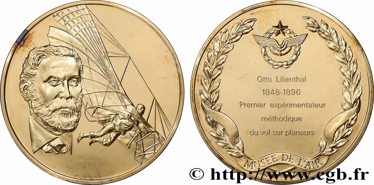 AERONAUTICS - AVIATION : AVIATORS & AIRPLANES Médaille, L’Histoire de la Conquête de l’Air, Otto Lilienthal AU