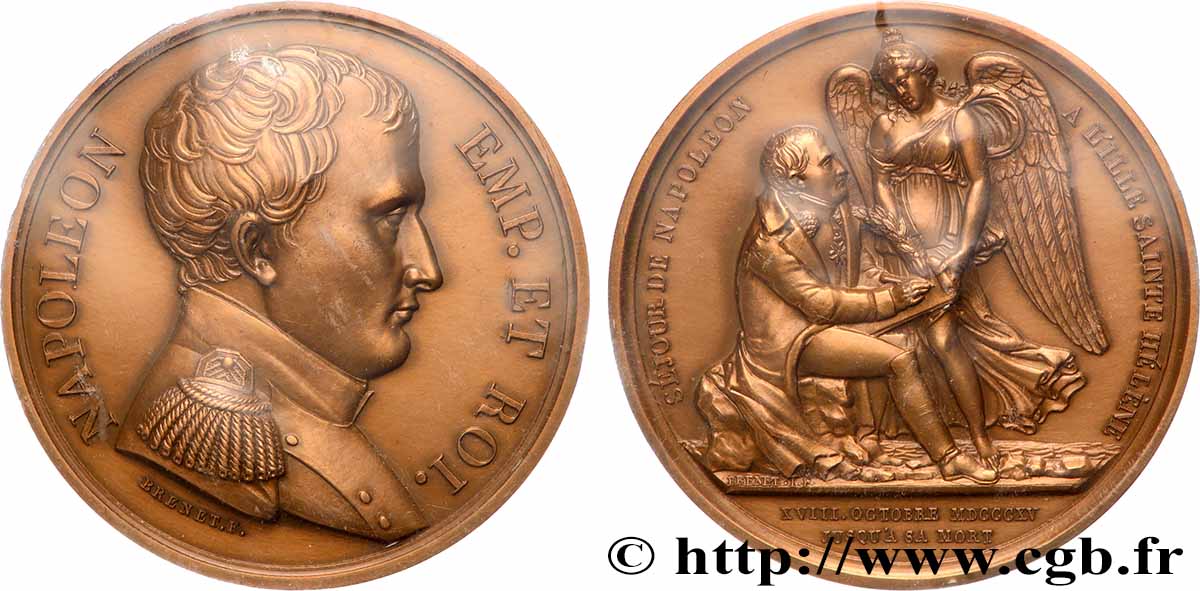 PREMIER EMPIRE / FIRST FRENCH EMPIRE Médaille, Séjour de Napoléon Ier sur l’île de Ste Hélène, refrappe moderne AU